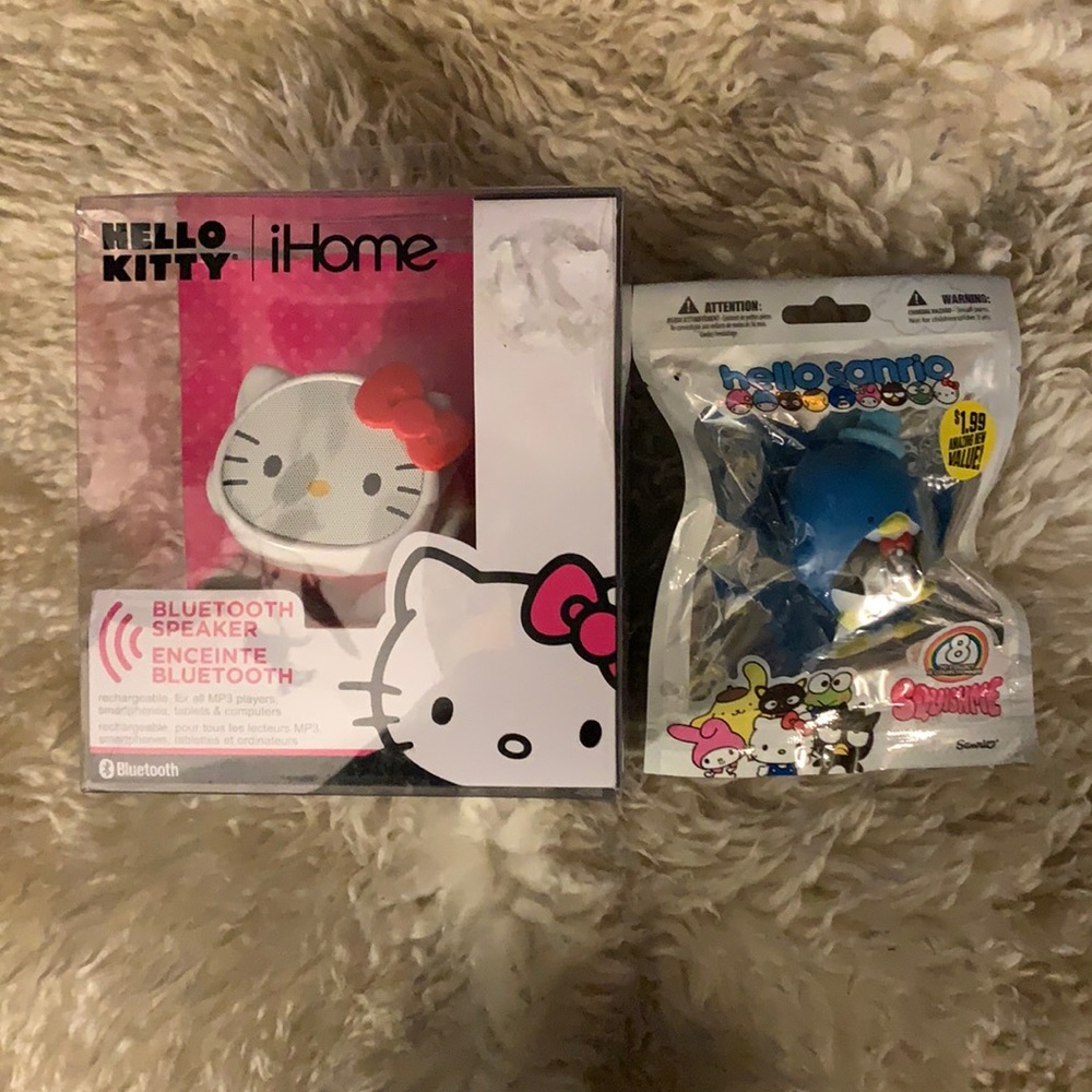 Stocking Stuffer Sanrio Hello Kitty iHome Bluetooth Speaker & Squishme Tuxedosam
